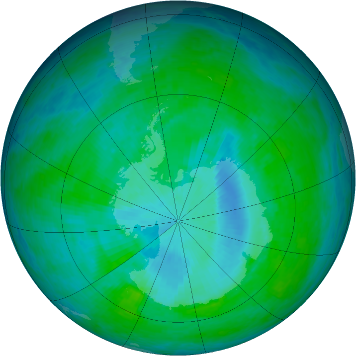 Antarctic ozone map for 17 December 1993